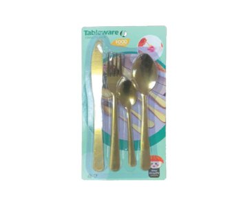 CUTLERY SET ON CARD (GOLD)